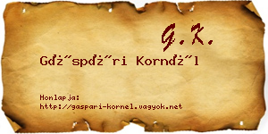 Gáspári Kornél névjegykártya